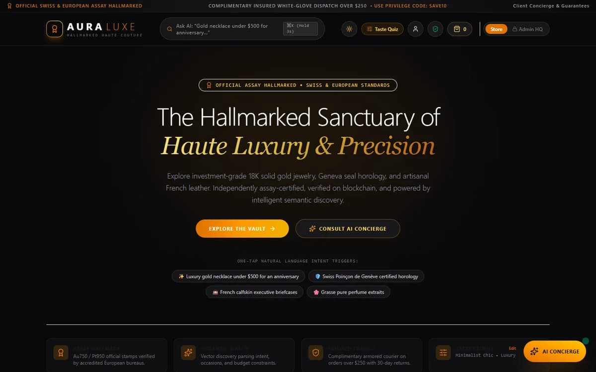 AI E-commerce Experience landing page preview