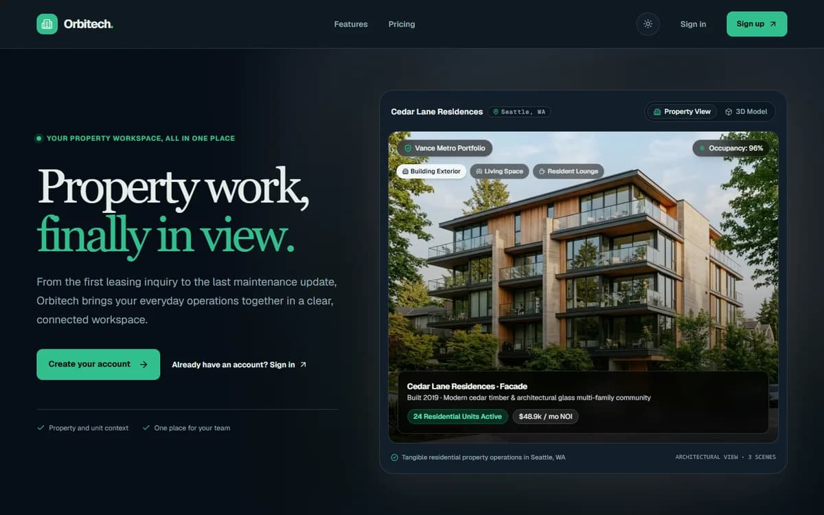 Property Management System landing page preview