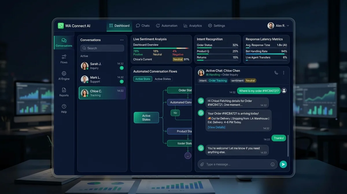 WhatsApp Business Chatbot landing page preview